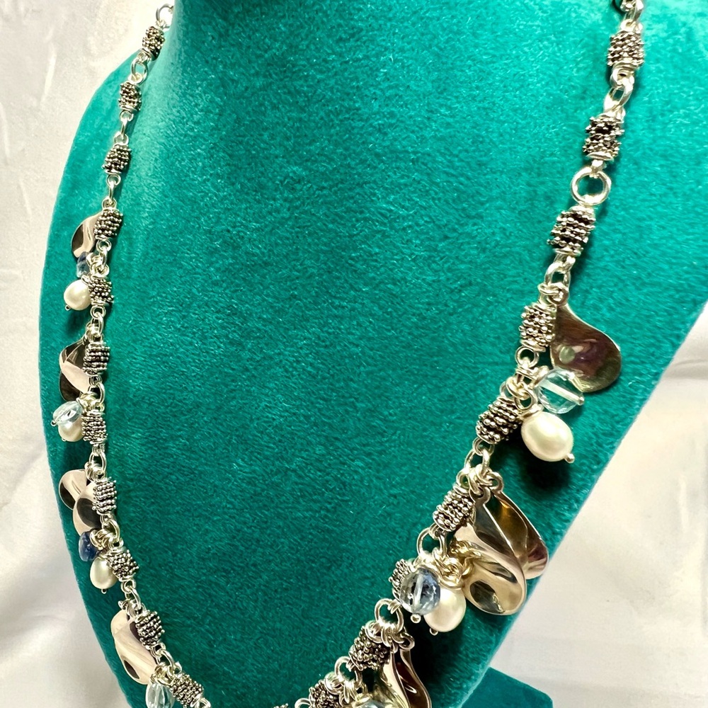 Starry Night by Michael Dawkins, 925 Sterling silver w/pearls & blue topaz. - Picture 9 of 16